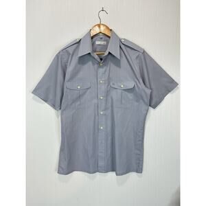 Christian Dior Sz MED BABY BLUE SHORT Sleeve Collar Classic Military Safari